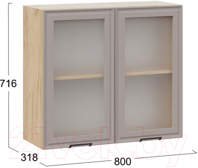 Шкаф навесной для кухни ТриЯ Белладжио 1В8С (дуб крафт золотой/софт капучино)