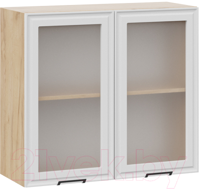 Шкаф навесной для кухни ТриЯ Белладжио 1В8С (дуб крафт золотой/фон белый) - фото