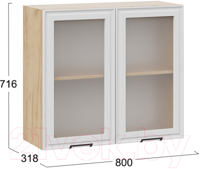 Шкаф навесной для кухни ТриЯ Белладжио 1В8С (дуб крафт золотой/фон белый)