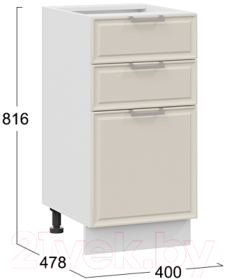 Шкаф-стол кухонный ТриЯ Белладжио 1Н4Я3 (белый/софт панакота)