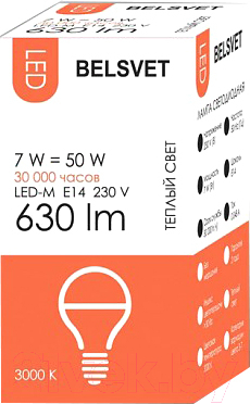 Лампа БЭЛЗ LED-M G45 7 W 3000 К Е14 К / 41686 - фото