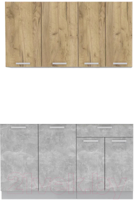 Кухонный гарнитур Интерлиния Мила Лайт 1.4 без столешницы (дуб золотой/бетон) - фото