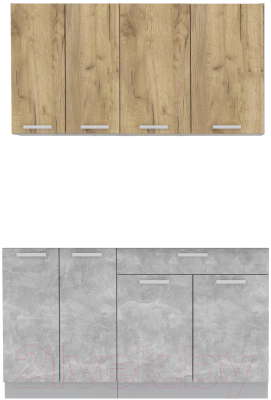 Кухонный гарнитур Интерлиния Мила Лайт 1.4-60 без столешницы (дуб золотой/бетон) - фото