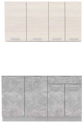 Кухонный гарнитур Интерлиния Мила Лайт 1.4 без столешницы (вудлайн кремовый/бетон) - фото