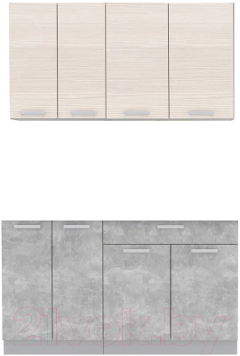 Кухонный гарнитур Интерлиния Мила Лайт 1.4-60 без столешницы (вудлайн кремовый/бетон) - фото