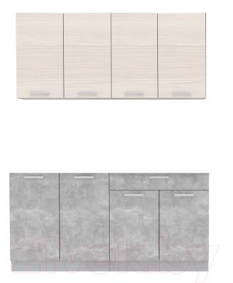 Кухонный гарнитур Интерлиния Мила Лайт 1.6 без столешницы (вудлайн кремовый/бетон) - фото