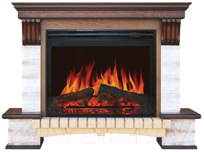 Каминокомплект Смолком Stone Montebello MB/JUP/SYM26 + Jupiter FX N Black (дуб антик) - фото