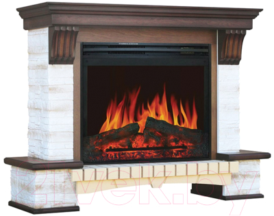 Каминокомплект Смолком Stone Montebello MB/JUP/SYM26 + Jupiter FX N Black (дуб антик)