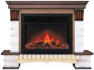 Каминокомплект Смолком Stone Montebello MB/JUP/SYM26 + Moonblaze Deluxe-s BL LT (дуб антик) - фото