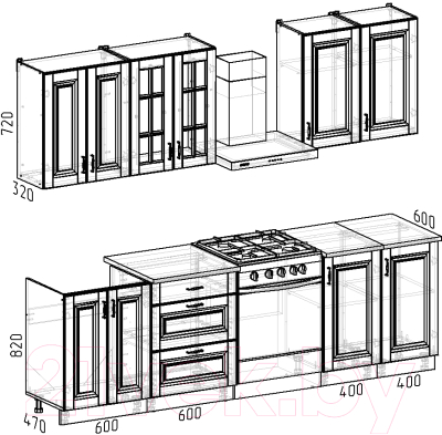 Кухонный гарнитур Интермебель Бостон-5 2.0 (акация белая/тунис)
