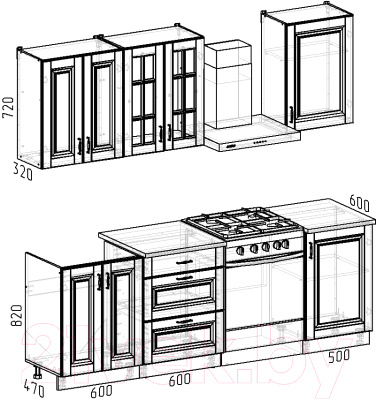 Кухонный гарнитур Интермебель Бостон-3 1.7 (акация белая/тунис)