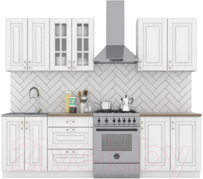 Кухонный гарнитур Интермебель Бостон-6 2.1 (акация белая/мрамор лацио белый) - фото