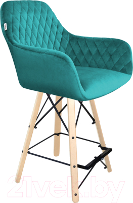 Стул барный Sheffilton SHT-ST38/S80-1 (альпийский бирюзовый/прозрачный лак/черный) - фото