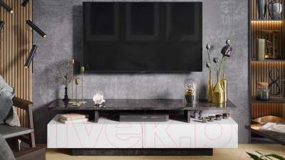 Тумба ТриЯ Монтана TV-1 (белый/ателье темный глянец)