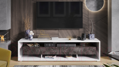 Тумба ТриЯ Монтана TV-2 (белый/ателье темный глянец)