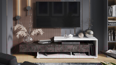 Тумба ТриЯ Монтана TV-4 (белый/ателье темный глянец)