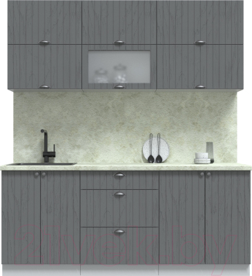 Кухонный гарнитур Интерлиния Берес 1.9Б (дуб серый/опал светлый) - фото