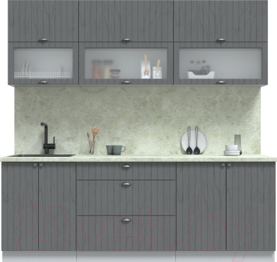 Кухонный гарнитур Интерлиния Берес 2.2Б (дуб серый/опал светлый) - фото
