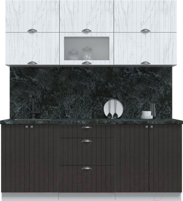 Кухонный гарнитур Интерлиния Берес 1.9Б (дуб полярный/дуб английский/кастилло темный) - фото