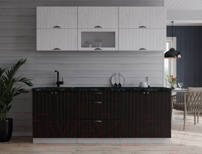 Кухонный гарнитур Интерлиния Берес 1.9Б (дуб полярный/дуб английский/кастилло темный)