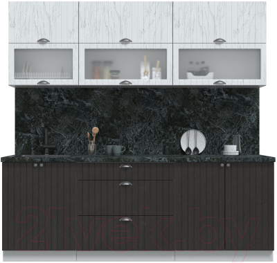 Кухонный гарнитур Интерлиния Берес 2.2Б (дуб полярный/дуб английский/кастилло темный) - фото