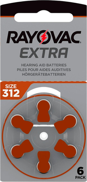 Комплект батареек Rayovac Extra 312 PR41 для слуховых аппаратов - фото