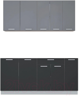 Кухонный гарнитур Интерлиния Мила Лайт 1.7 без столешницы (серебристый/антрацит) - фото