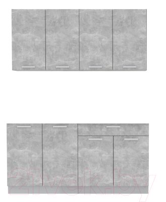 Кухонный гарнитур Интерлиния Мила Лайт 1.6 без столешницы (бетон) - фото