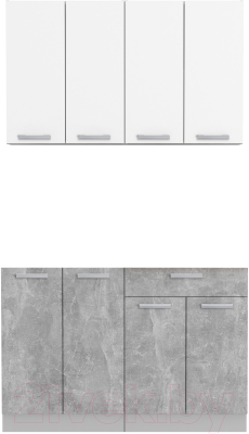 Кухонный гарнитур Интерлиния Мила Лайт 1.2 без столешницы (белый платинум/бетон) - фото