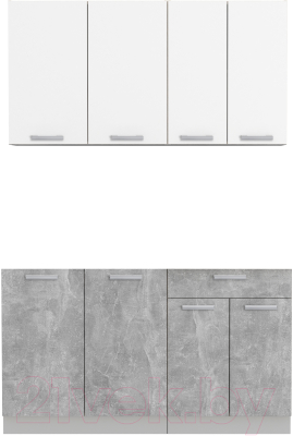 Кухонный гарнитур Интерлиния Мила Лайт 1.4 без столешницы (белый платинум/бетон) - фото
