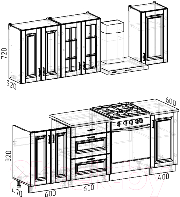 Кухонный гарнитур Интермебель Бостон-2 1.6 (акация белая/венато)