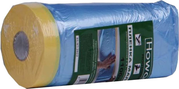 Пленка строительная Howard С малярной клейкой лентой Masking Film / Blue Film - фото