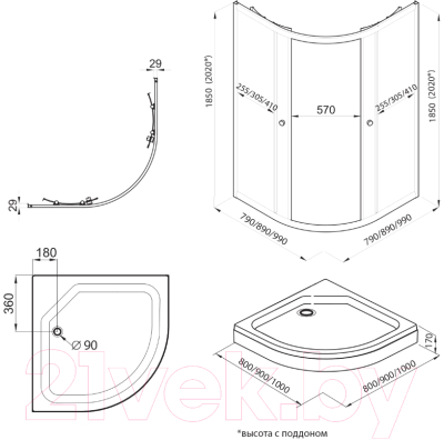 Душевой уголок Triton Альфа-Хром 80х80 (без поддона)
