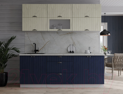 Кухонный гарнитур Интерлиния Берес 1.9Б (дуб снежный/дуб королевский/серый каспий)