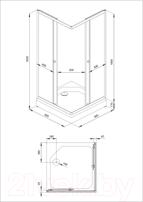 Душевой уголок Triton Вента 90x90 (хром, без поддона)