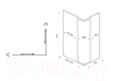 Душевой уголок Triton Вента 120x80 (хром, без поддона)