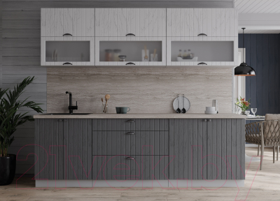 Кухонный гарнитур Интерлиния Берес 2.2Б (дуб полярный/дуб серый/травертин серый)