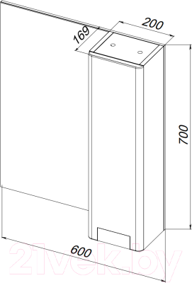 Шкаф с зеркалом для ванной АВН Сорренто 60 / 115.09