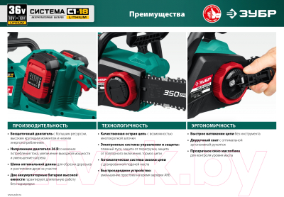 Пила цепная аккумуляторная Зубр ПЦЛ-3635-42