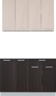 Кухонный гарнитур Интерлиния Мила Лайт 1.2 без столешницы (дуб молочный/дуб венге) - фото