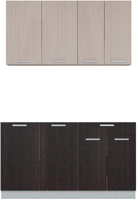 Кухонный гарнитур Интерлиния Мила Лайт 1.4 без столешницы (дуб молочный/дуб венге) - фото