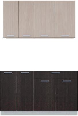 Кухонный гарнитур Интерлиния Мила Лайт 1.4-60 без столешницы (дуб молочный/дуб венге) - фото