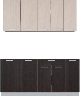 Кухонный гарнитур Интерлиния Мила Лайт 1.7 без столешницы (дуб молочный/дуб венге) - фото