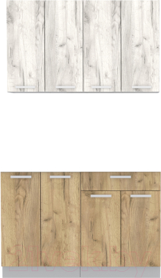 Кухонный гарнитур Интерлиния Мила Лайт 1.2 без столешницы (дуб белый/дуб золотой) - фото