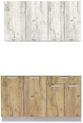 Кухонный гарнитур Интерлиния Мила Лайт 1.4 без столешницы (дуб белый/дуб золотой) - фото