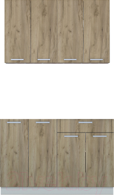 Кухонный гарнитур Интерлиния Мила Лайт 1.2 без столешницы (дуб золотой/дуб золотой) - фото