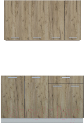 Кухонный гарнитур Интерлиния Мила Лайт 1.4 без столешницы (дуб золотой/дуб золотой) - фото