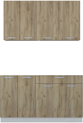 Кухонный гарнитур Интерлиния Мила Лайт 1.4-60 без столешницы (дуб золотой/дуб золотой) - фото