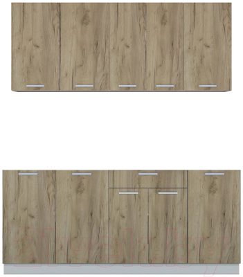 Кухонный гарнитур Интерлиния Мила Лайт 1.8 без столешницы (дуб золотой) - фото