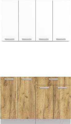 Кухонный гарнитур Интерлиния Мила Лайт 1.2 без столешницы (белый платинум/дуб золотой) - фото